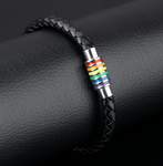 Rainbow Leather Braided Bracelet