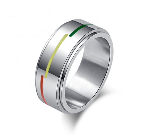 Stainless Steel Rainbow Enamel Spinner Ring