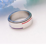 Stainless Steel Rainbow Enamel Spinner Ring