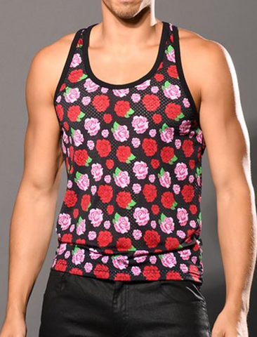 Andrew Christian Floral Mesh Tank (2905)