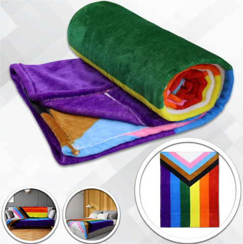 Progress Pride Flag Soft Plush Blanket 50" x 60"