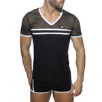 Addicted Mesh Striped T-Shirt (ADF166)